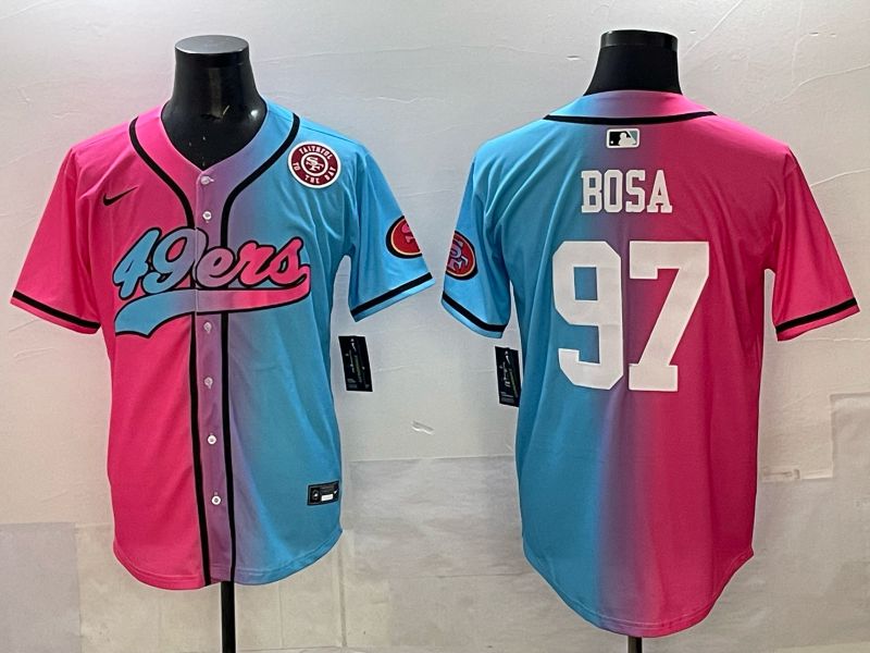 Men 2025 San Francisco 49ers #97 Bosa Pink Blue Nike Limited NFL Jersey 011